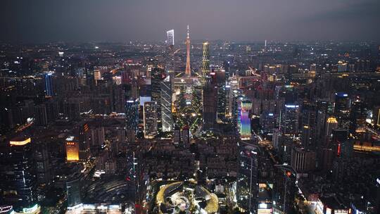 广州中轴线夜景俯瞰延时视频素材模板下载