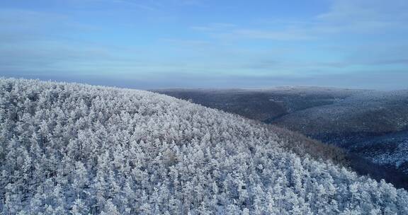 航拍大兴安岭寒区雪域山林