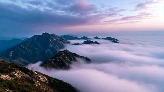 云雾缭绕山峰日出 壮丽山河云海景观