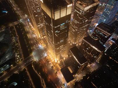 杭州未来科技城夜景质感航拍延时