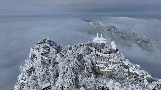 洛阳老君山大雪云海航拍