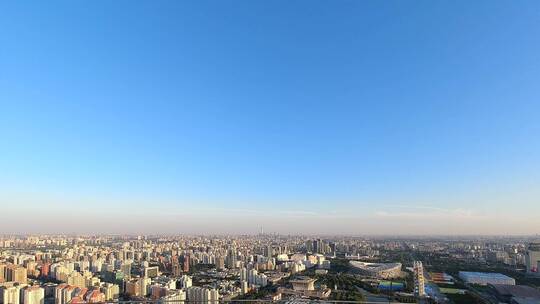 鸟瞰北京城市天际线延时摄影