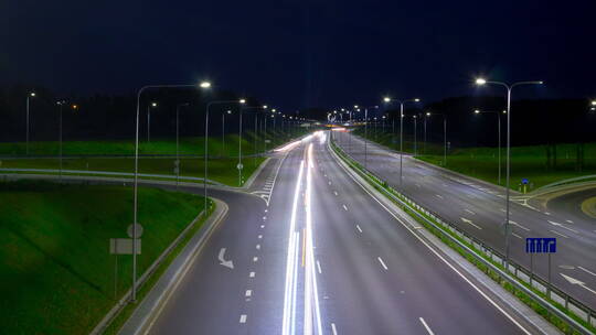 夜间高速公路交通延时视频素材模板下载