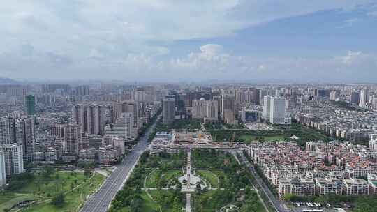 广东汕头城市绿化开放广场航拍