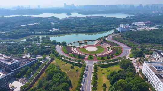 江西南昌大学前湖校区校园航拍风景风光素材