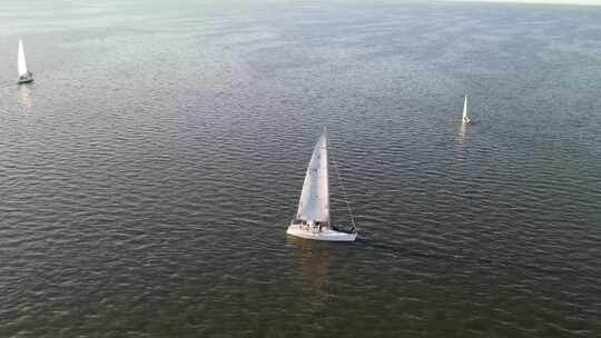 美国路易斯安那州新奥尔良附近庞恰特雷恩湖帆船赛上的赛艇天线。视频素材模板下载