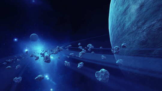 未知行星附近的一大群小行星视频素材模板下载