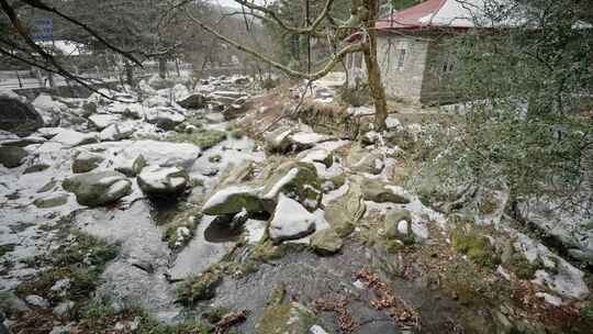 庐山冬天小溪雪后长冲河