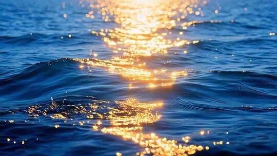 海面夕阳波光粼粼景象