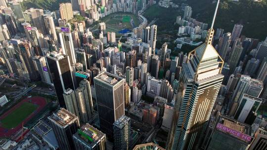 香港航拍港岛大景中环广场