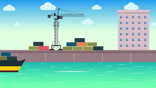 码头和集装箱伦敦港口运作动画