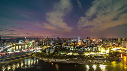 8K大气重庆城市日落日出夜景