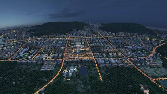 城市夜景交通三维航拍镜头