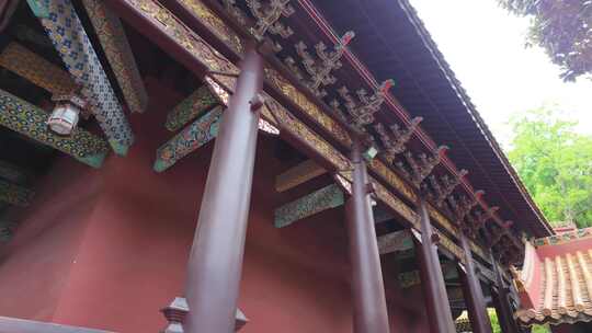 中式古建筑榫卯木结构屋檐额枋斗拱
