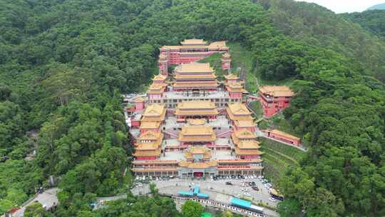 广东东莞大岭山森林公园观音寺航拍