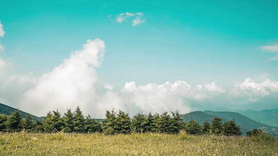 山间草地星空下的露营场景