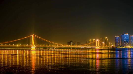 4K武汉鹦鹉洲大桥夜景延时视频素材模板下载