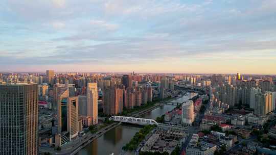 天津海河风景奥式风情区城市建筑风光航拍