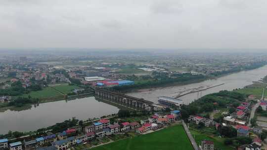 航拍湖南湘潭湘乡涟水风雨