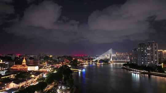 福州闽江两岸烟台山中洲岛江心公园CBD夜景