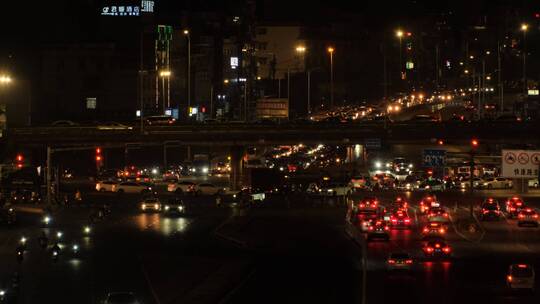 广西南宁邕武路车流道路街道街景夜景