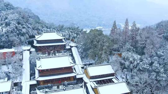 杭州雪中上天竺4K航拍视频