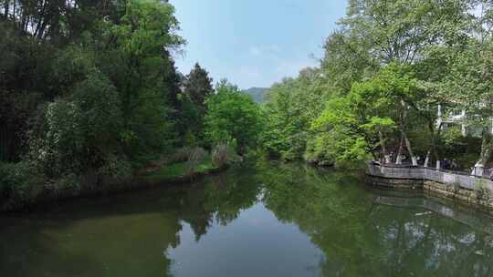 贵阳阿哈湖湿地公园航拍园林景观