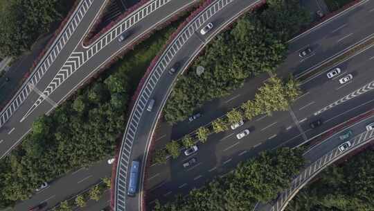 航拍广西南宁竹溪立交城市道路立交桥车辆