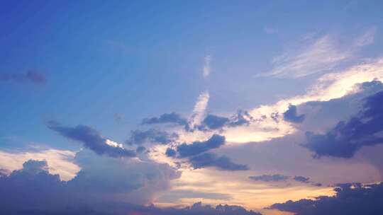 黄昏天空唯美云朵飘动延时夏日傍晚天空美景