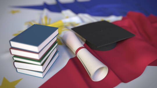 菲律宾国旗毕业帽和文凭视频素材模板下载