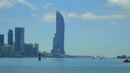 福建厦门世贸双子塔鼓浪屿城市风光