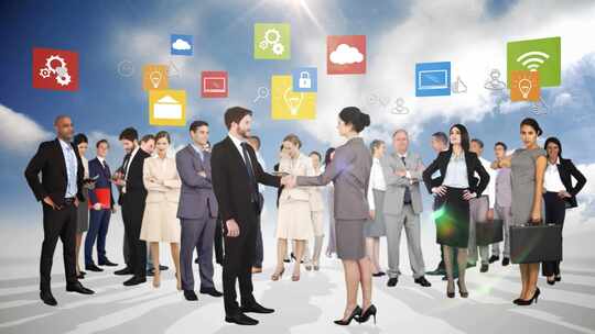 商务人士握手合作场景