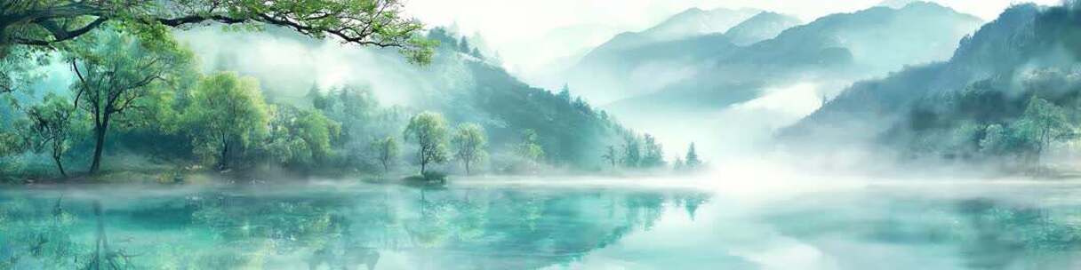 绿色山水意境视频自然风光背景素材