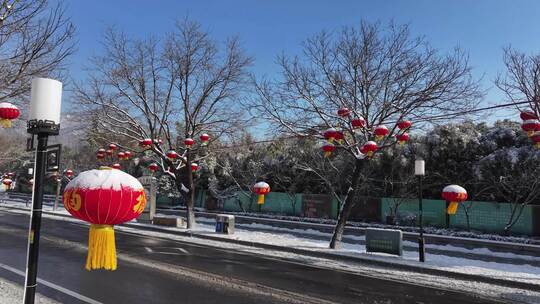 泰山红门路，再现“雪打灯”的美景