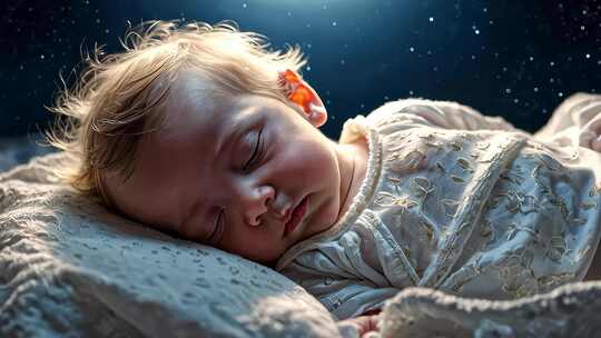 熟睡中的金发婴儿