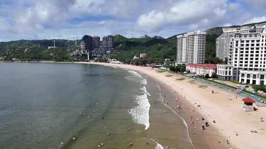 海浪拍打沙滩大海海洋风景航拍