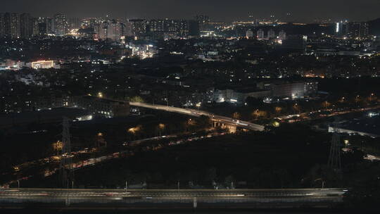 城市交通车流夜景延时