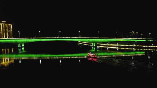 湖南郴州市资兴东江湖夜景航拍