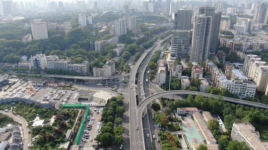 武汉城市高架立交桥交通航拍