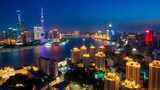 上海陆家嘴黄浦江畔夜景高清在线视频素材下载