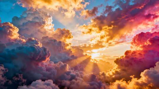 4k七彩祥云彩云天空美景合集