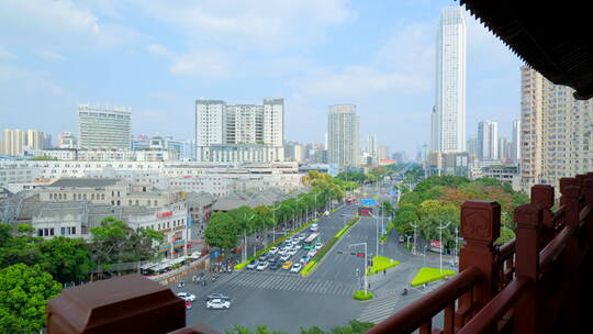 南宁城市街景中式传统古建筑栏杆 榫卯结构