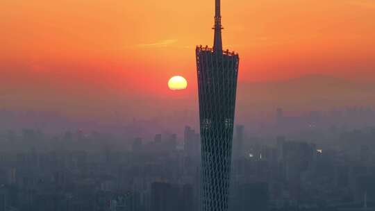 4K广州珠江两岸日出黄昏唯美风景