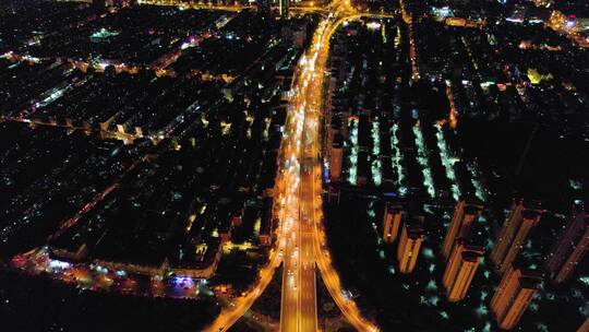 中国天津城市立交桥航拍风光