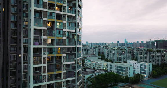 成都市区居民楼住宅小区航拍风景