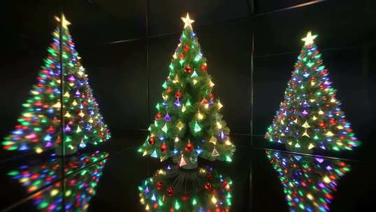 装饰彩灯的圣诞树