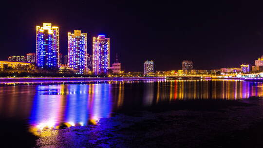 齐齐哈尔市劳动湖夜景延时