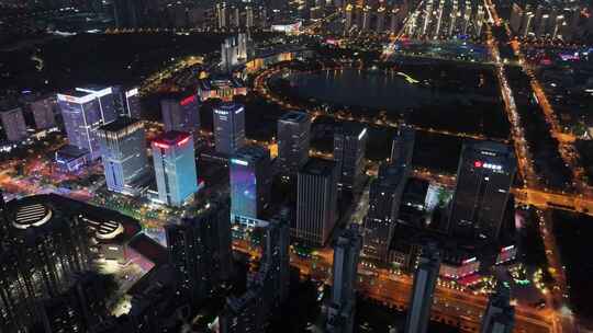 4K城市夜景 无锡市政府夜景 无锡金融街夜景