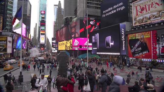 纽约时代广场人群视频素材模板下载