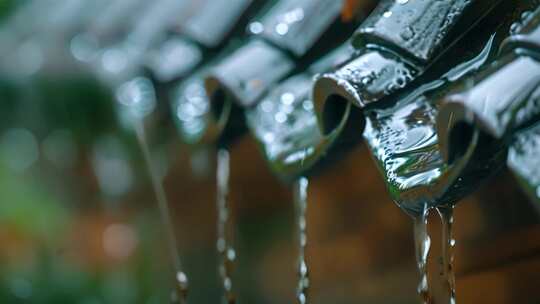 屋檐雨 下雨 屋檐流水
